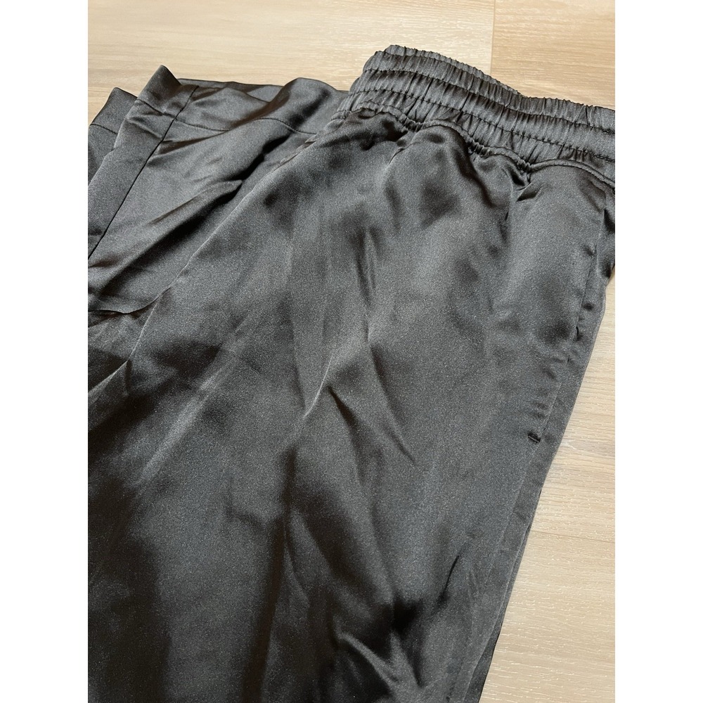 Old Navy Women's Small Petite Wide Leg Snap Bottom Gray Silky Pants Drawstring